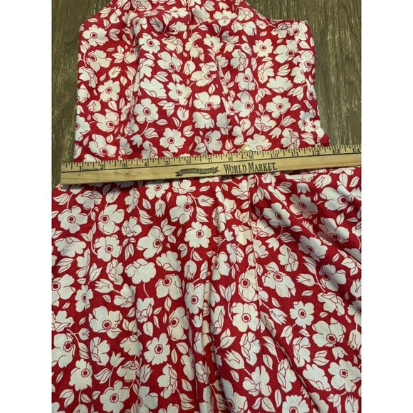 Laura Ashley Red Floral Halter Dress Vtg Sz 8 Cottage Core Garden Tea Party - Picture 16 of 16